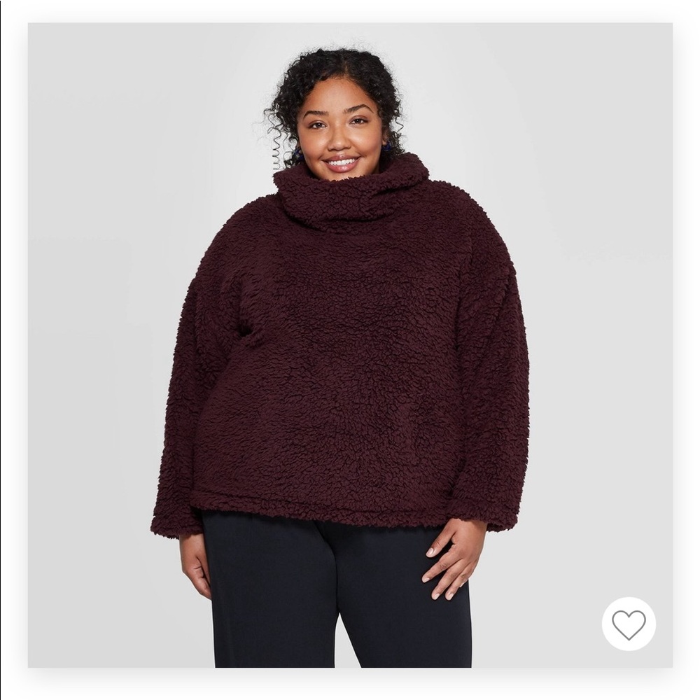 Women’s plus size turtleneck Sherpa pull over 1X